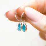 Blue Sea Glass Hoops