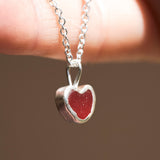 Red Sea Glass Heart Necklace