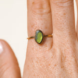 Green Sea Glass, Gold Vermeil - Size Q