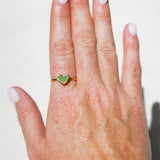 Green Sea Glass Heart, Gold Vermeil - Size S