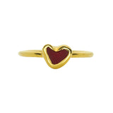 Red Sea Glass Heart, Gold Vermeil - Size M