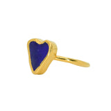 Blue Sea Glass Heart, Gold Vermeil - Size K