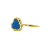 Blue Sea Glass, Gold Vermeil - Size P