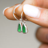 Green Sea Glass Hoops