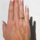 Green Sea Glass Heart, Gold Vermeil - Size N