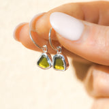 Green Sea Glass Hoops