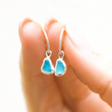 Blue Sea Glass Hoops