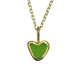 Green Sea Glass Heart Necklace, Gold Vermeil