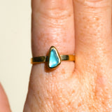 Blue Sea Glass, Gold Vermeil - Size R