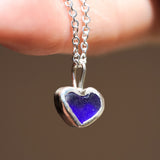 Blue Sea Glass Heart Necklace