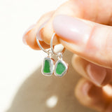 Green Sea Glass Hoops