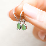 Green Sea Glass Hoops