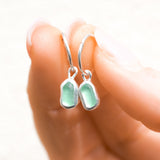 Green Sea Glass Hoops
