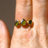 Green Sea Glass, Gold Vermeil - Size Q