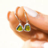 Green Sea Glass Hoops