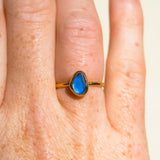 Blue Sea Glass, Gold Vermeil - Size L