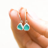 Green Sea Glass Hoops