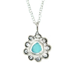Blue Sea Glass Sun Necklace