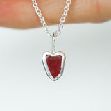 Red Sea Glass Heart Necklace