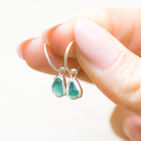 Green Sea Glass Hoops