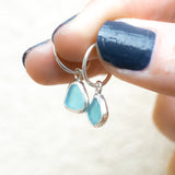 Blue Sea Glass Hoops