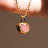 Pink Sea Glass Heart Necklace, Gold Vermeil