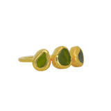 Green Sea Glass, Gold Vermeil - Size Q