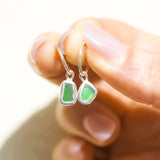 Green Sea Glass Hoops