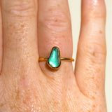 Green Sea Glass, Gold Vermeil - Size M