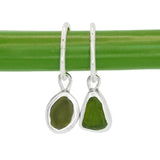 Green Sea Glass Hoops