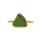Green Sea Glass, Gold Vermeil - Size M