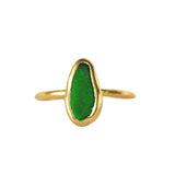 Green Sea Glass, Gold Vermeil - Size H