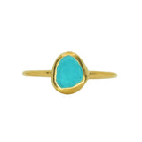 Blue Sea Glass, Gold Vermeil - Size T