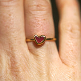 Red Sea Glass Heart, Gold Vermeil - Size M