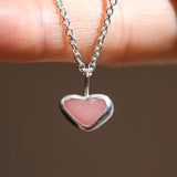 Pink Sea Glass Heart Necklace