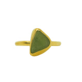 Green Sea Glass, Gold Vermeil - Size O