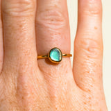 Green Sea Glass, Gold Vermeil - Size N