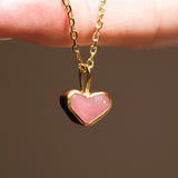 Pink Sea Glass Heart Necklace, Gold Vermeil
