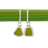 Green Sea Glass Hoops