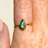 Green Sea Glass, Gold Vermeil - Size P