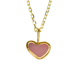 Pink Sea Glass Heart Necklace, Gold Vermeil