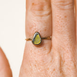 Green Sea Glass, Gold Vermeil - Size O