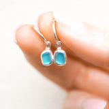 Blue Sea Glass Hoops