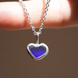 Blue Sea Glass Heart Necklace