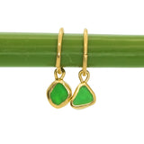 Green Sea Glass Hoops - Gold Vermeil