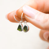 Green Sea Glass Hoops