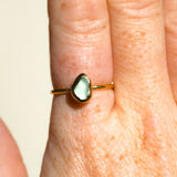 Green Sea Glass, Gold Vermeil - Size Q