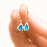 Blue Sea Glass Hoops