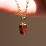 Red Sea Glass Heart Necklace, Gold Vermeil