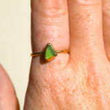 Green Sea Glass, Gold Vermeil - Size Q 1/2
